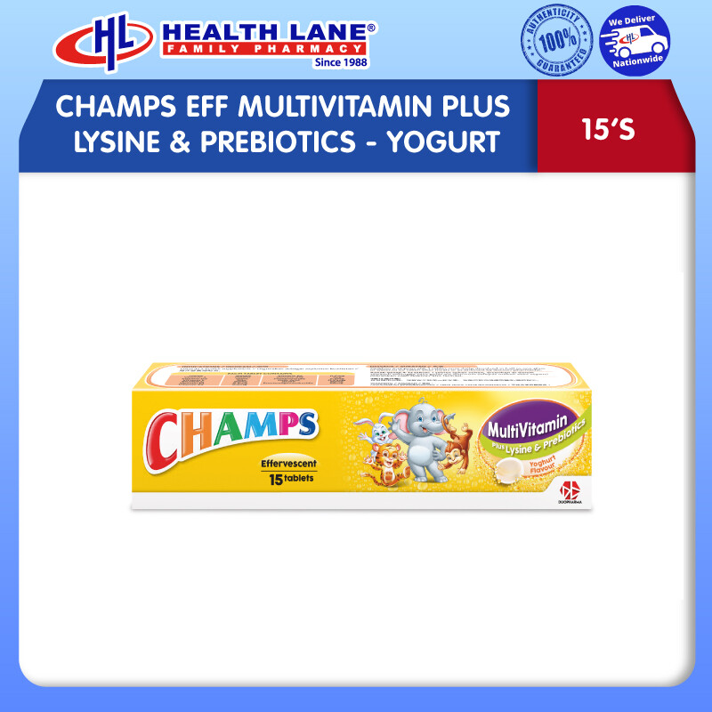 CHAMPS EFF MULTIVITAMIN PLUS LYSINE & PREBIOTICS- YOGURT 15'S